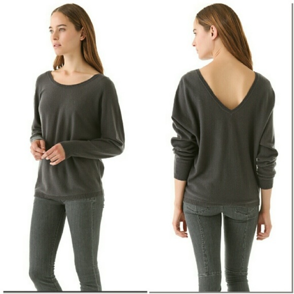 Vince V Back Cashmere Sweater In Black 